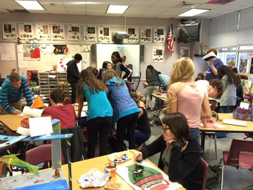 Art I students working 